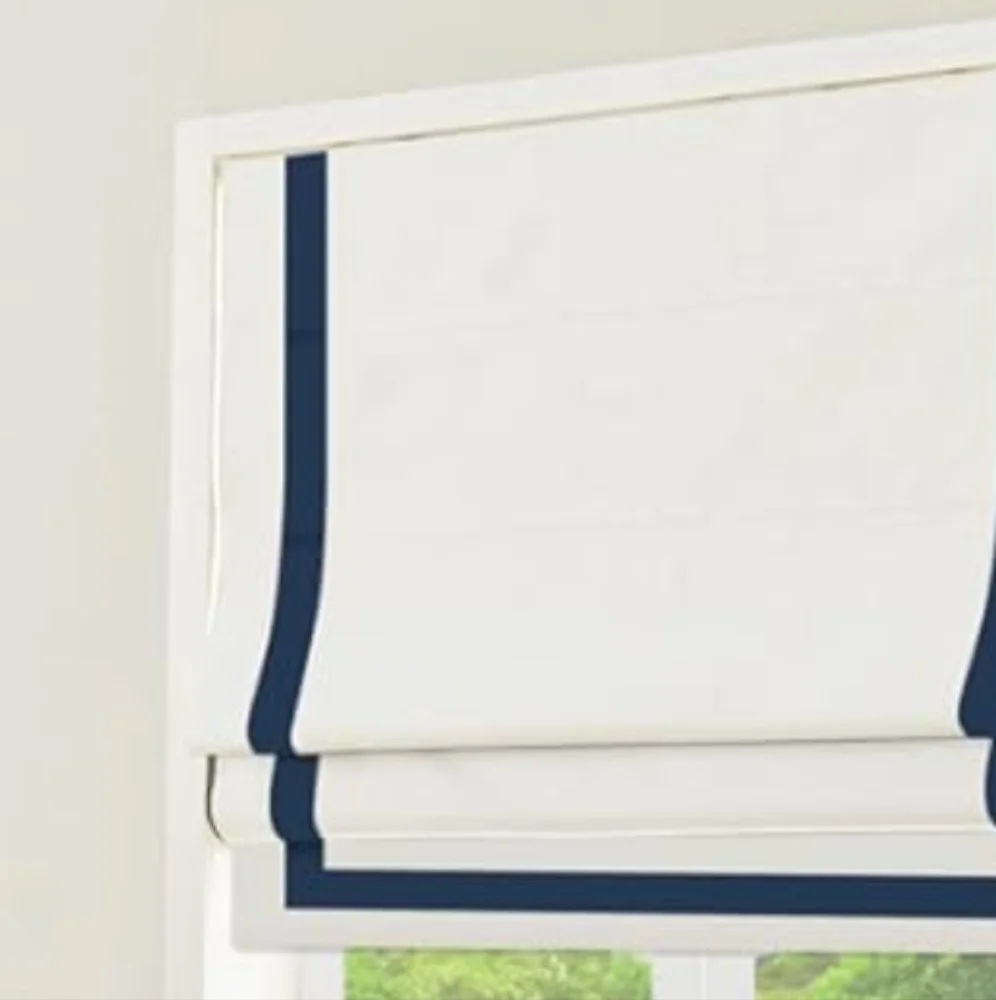NEW Pottery Barn Grosgrain Cordless Roman Shade White/Ink 32